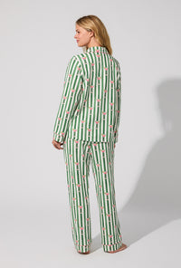 A lady wearing Martini O'Clock Long Sleeve Classic Stretch Jersey PJ Set