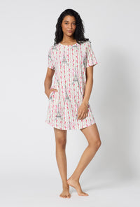 A Lady Wearing Fleur De La Tour Stretch Jersey T-shirt Sleep Dress