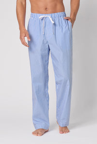 A Man Wearing French Stripe Men's Woven Supersoft Cotton Poplin Pj Pant