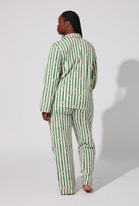 A lady wearing Martini O'Clock Long Sleeve Classic Stretch Jersey PJ Set