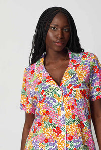 A lady wearing Spring Fields Short Sleeve Classic Stretch Jersey Cropped Pj Set