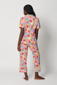 A lady wearing Spring Fields Short Sleeve Classic Stretch Jersey Cropped Pj Set