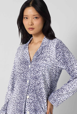 A lady wearing Sea Kitten Long Sleeve Classic Stretch Jersey Pj Set closer look