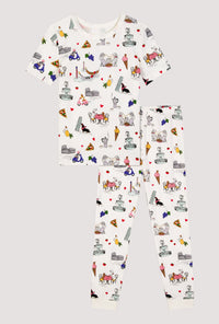 A White Short Sleeve Stretch Jersey Kids Pj Set product only view