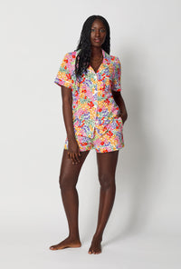 A lady wearing Spring Fields Short Sleeve Classic Shorty Stretch Jersey Pj Set