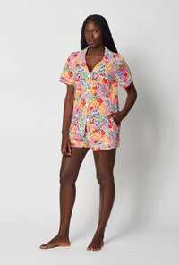 A lady wearing Spring Fields Short Sleeve Classic Shorty Stretch Jersey Pj Set