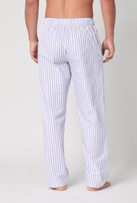 A man wearing Blue 3D Stripe Men's Woven Cotton Sateen PJ Pant