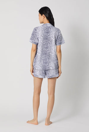 A lady wearing Sea Kitten Short Sleeve Classic Shorty Stretch Jersey Pj Set back view