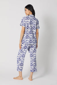 A lady wearing Under The Sea Short Sleeve Classic Stretch Jersey Cropped Pj Set back view