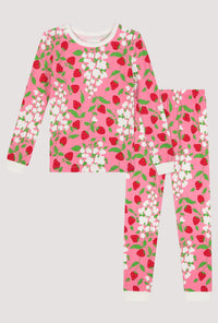 A Spring Berry Long Sleeve Stretch Jersey Kids Pj Set