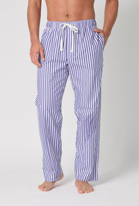 Navy 3D Stripe Men's Woven Cotton Sateen PJ Pant