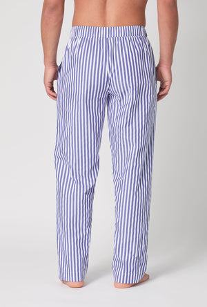 Navy 3D Stripe Men's Woven Cotton Sateen PJ Pant
