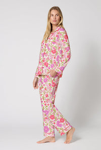 A Lady Wearing Josephine Long Sleeve Classic Stretch Jersey Pj Set in a side angled pose