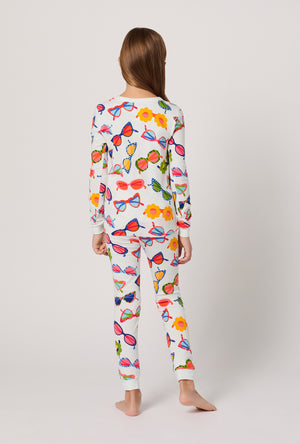 A girl wearing Made In The Shade Long Sleeve Stretch Jersey Kids Pj Set