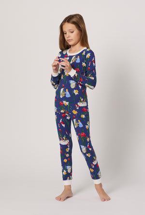 A girl wearing Alice's Adventures Long Sleeve Stretch Jersey Kids Pj Set