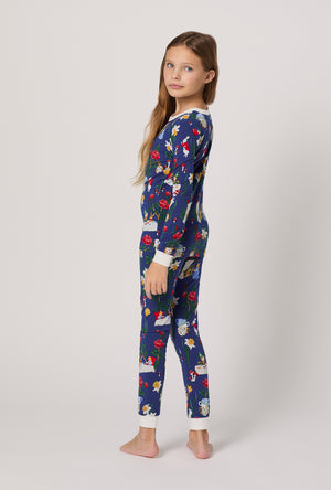 A girl wearing Alice's Adventures Long Sleeve Stretch Jersey Kids Pj Set