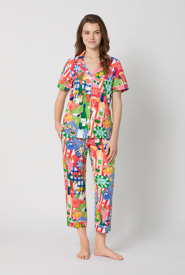 Picnic In The Park Short Sleeve Classic Stretch Jersey Cropped Pj