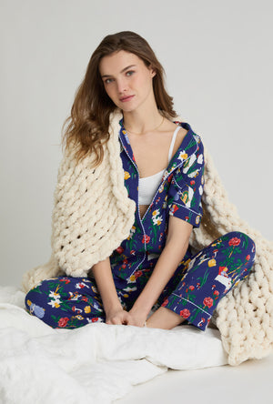 A lady wearing Alice's Adventures Short Sleeve Classic Stretch Jersey Cropped Pj Set