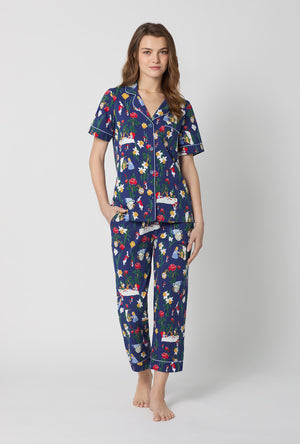 A lady wearing Alice's Adventures Short Sleeve Classic Stretch Jersey Cropped Pj Set