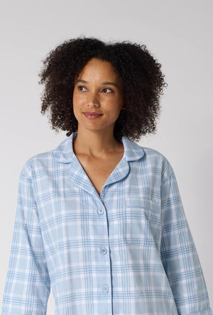 Meadow Haze Plaid 3/4 Sleeve Classic Woven Portuguese Flannel Cropped Pj Set
