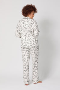 A lady wearing Tie The Knot Long Sleeve Classic Stretch Jersey Pj Set