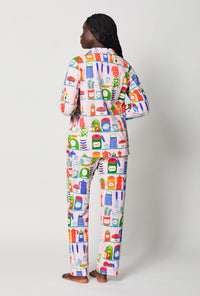 A lady wearing In The Kitchen Long Sleeve Classic Stretch Jersey Pj Set