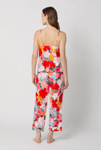 A lady wearing Cassandra Cami Woven Cotton Poplin Cropped Pj Set