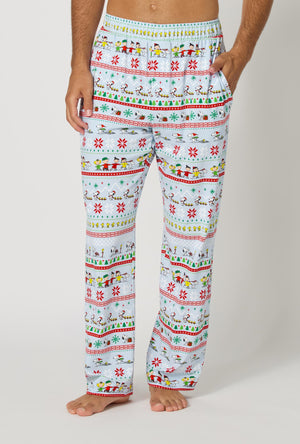 A Man wearing Peanuts® Winter Parade Men's Stretch Jersey Pj Pant
