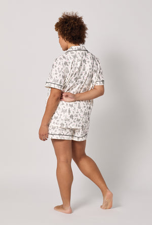 A lady wearing plus Tie The Knot Short Sleeve Classic Shorty Stretch Jersey Pj Set