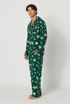 A man wearing Good Grief, It's Christmas! Men's Long Sleeve Classic Stretch Jersey Pj Set looking front