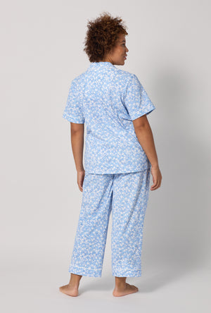 A lady wearing plus Something Blue Short Sleeve Classic Stretch Jersey Cropped Pj Set