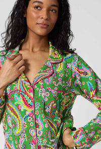 A Lady Wearing Sultana Long Sleeve Classic Stretch Jersey Pj Set in a close up view pose