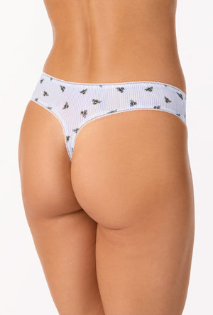 A lady wearing Honey Bees Stretch Jersey Thong Underwear