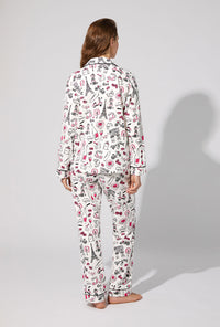 A lady wearing Bonjour Paris Long Sleeve Classic Stretch Jersey PJ Set
