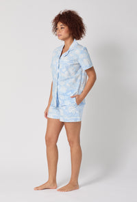 A lady wearing Blissful Bows Short Sleeve Classic Shorty Supersoft Cotton Poplin Pj Set