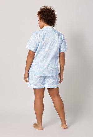 A lady wearing plus Blissful Bows Short Sleeve Classic Shorty Supersoft Cotton Poplin Pj Set