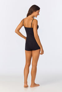 A lady wearing Black Stretch Jersey Cami