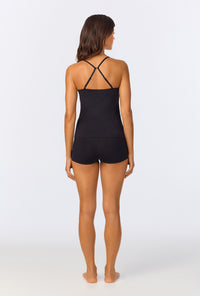 A lady wearing Black Stretch Jersey Cami