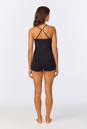 A lady wearing Black Stretch Jersey Cami