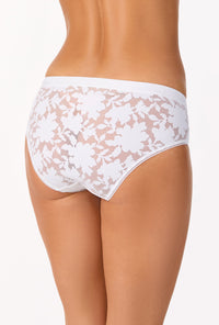 A lady wearing White Stretch Lace Hipster Underwear