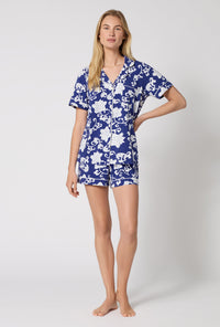 Dynasty Blue Short Sleeve Classic Shorty Stretch Jersey Pj Set