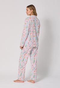 A lady wearing New York, New York Long Sleeve Classic Stretch Jersey Pj Set