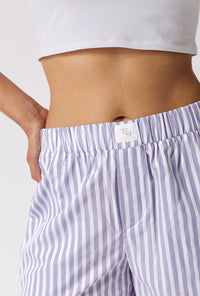 Blue Signature Stripe Cotton Sateen Boxer Short