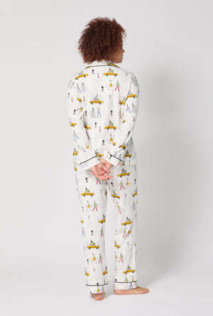 A lady wearing Fashion Week Long Sleeve Classic Stretch Jersey Pj Set