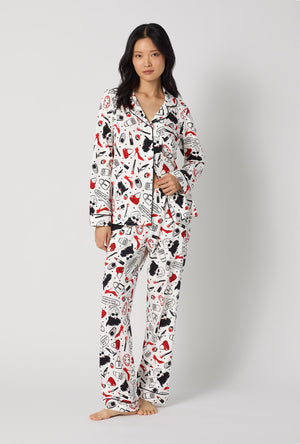 A lady wearing Devil Wears Prada Long Sleeve Classic Stretch Jersey Pj Set