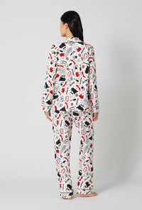 A lady wearing Devil Wears Prada Long Sleeve Classic Stretch Jersey Pj Set back view