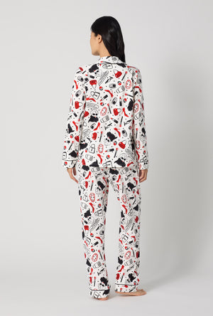 A lady wearing Devil Wears Prada Long Sleeve Classic Stretch Jersey Pj Set back view