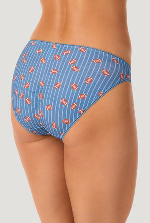 A lady wearing Game On Stretch Jersey Bikini Underwear back view