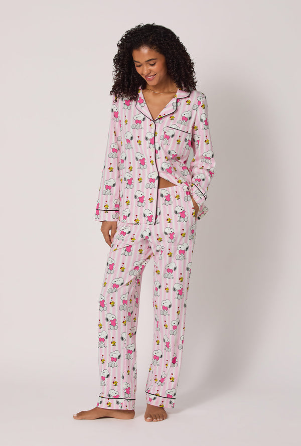 Snoopy's Valentine Long Sleeve Classic Stretch Jersey Pj Set