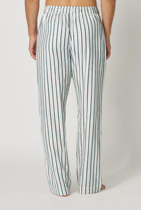 A man wearing Peppermint Stripe Men's Woven Portuguese Flannel Pj Pant back view